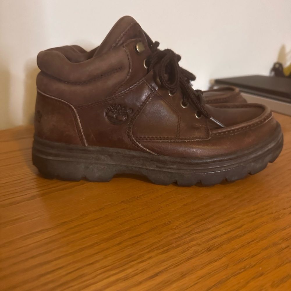 Vintage Timberland "Paige" Brown Leather Ankle Combat Outdoor Work Boots